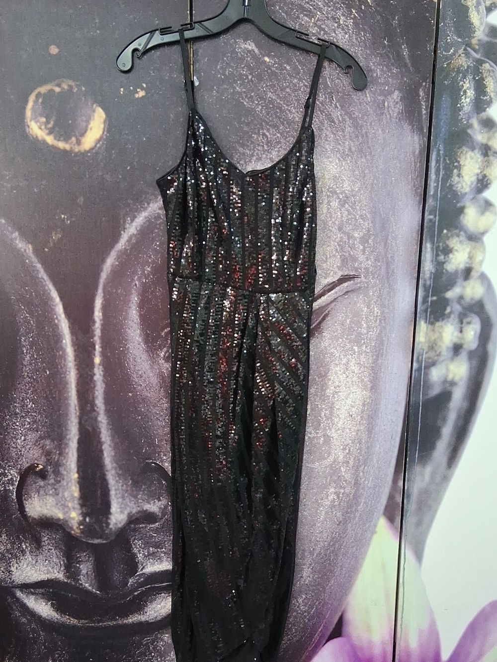 Nanette Lepore Black Sequin Maxi Spaghetti Dress Size 6